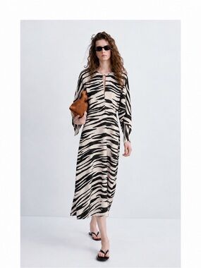 COS Black and Cream Zebra-Print Maxi Dress